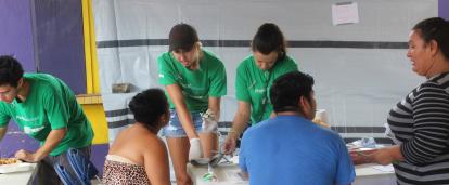 Three Public Health Interns give health checks to locals in Belize Three Projects Abroad Public Health Interns give health checks to locals in Belize